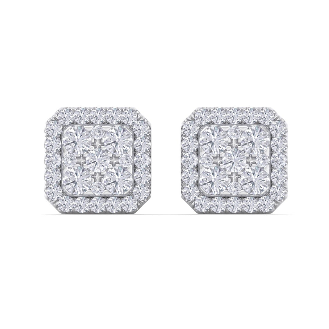 Classic Square stud earrings in rose gold with white diamonds of 0.51 ct in weight