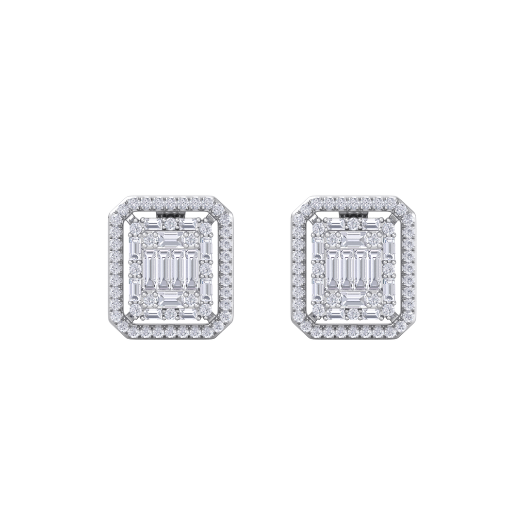 Beautiful Stud Earrings in white gold with white diamonds of 1.78 in weight