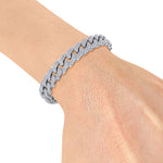Load image into Gallery viewer, Two rows diamond curb chain link bracelet in white gold with white diamonds of 5.40 ct in weight