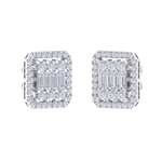 Load image into Gallery viewer, Square earrings in white gold with baguette white diamonds of 0.89 ct in weight