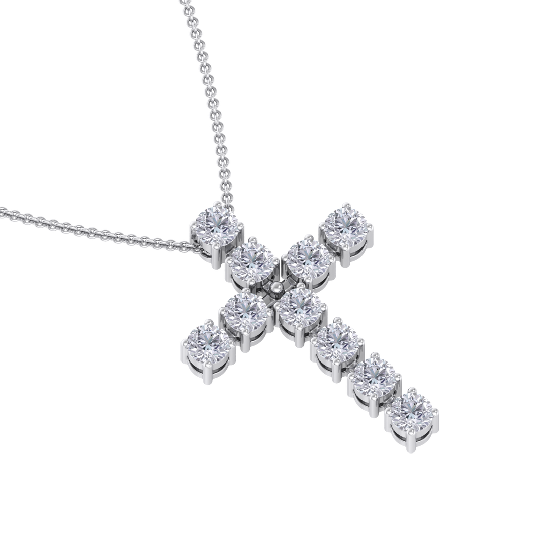 Diamond Cross Pendant in white gold with white diamonds of 1.10 ct in weight