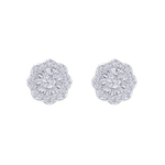 Load image into Gallery viewer, Round shaped stud earrings in rose gold with white diamonds of 0.65 ct in weight