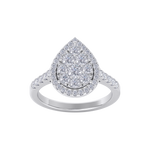 Load image into Gallery viewer, Pear cluster ring in yellow gold with white diamonds of 0.98 ct in weight