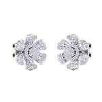 Load image into Gallery viewer, Flower stud earrings in rose gold with white diamonds of 0.78 ct in weight