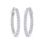 Load image into Gallery viewer, Diamond eternity hoop earrings in white gold with white diamonds of 2.92 ct in weight