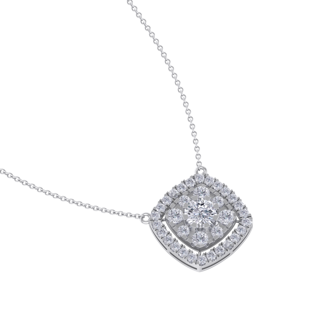 Classic square necklace in white gold with white diamonds of 2.78 ct in weight