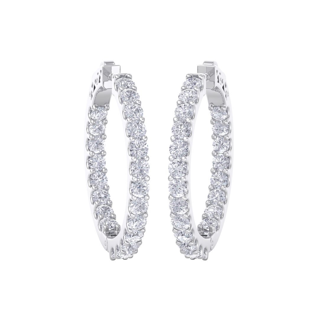 Diamond eternity hoop earrings in white gold with white diamonds of 4.82 ct in weight