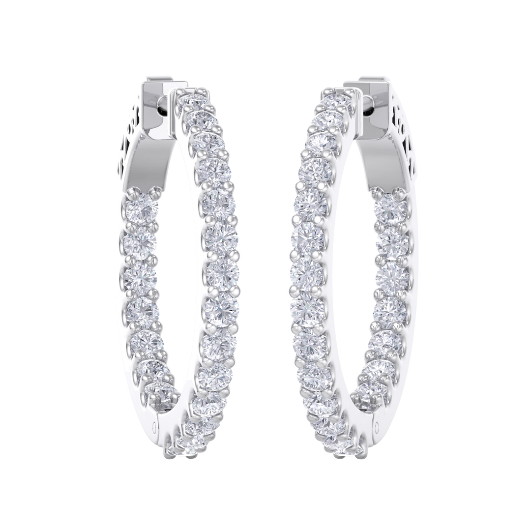 Diamond eternity hoop earrings in yellow gold with white diamonds of 2.00 ct in weight