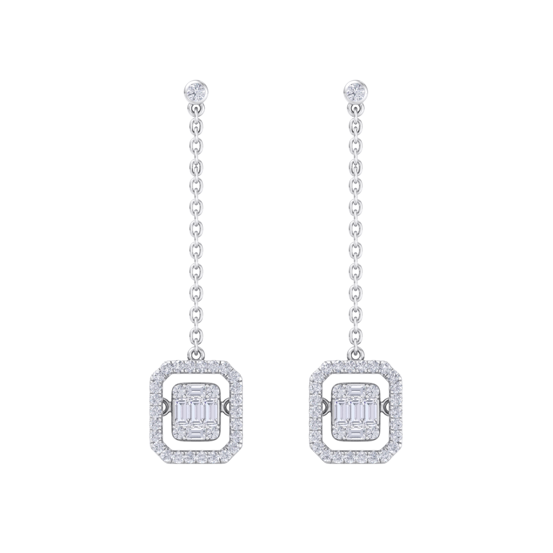 Diamond drop earrings in yellow gold with white diamonds of 0.69 ct in weight