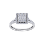 Load image into Gallery viewer, Square cluster engagement diamond ring in rose gold with white diamonds of 0.61 ct in weight