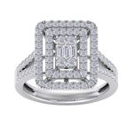 Load image into Gallery viewer, Square diamond ring with split shank in yellow gold with white diamonds of 1.02 ct in weight