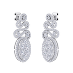 Load image into Gallery viewer, Oval chandelier earrings in yellow gold with white diamonds of 2.68 ct in weight
