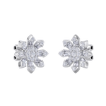 Load image into Gallery viewer, Small flower stud earrings in yellow gold with white diamonds of 0.59 ct in weight