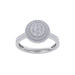 Load image into Gallery viewer, Round cluster diamond ring in yellow gold with white diamonds of 0.63 ct in weight