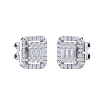 Load image into Gallery viewer, Square stud earrings in rose gold with white diamonds of 0.40 ct in weight