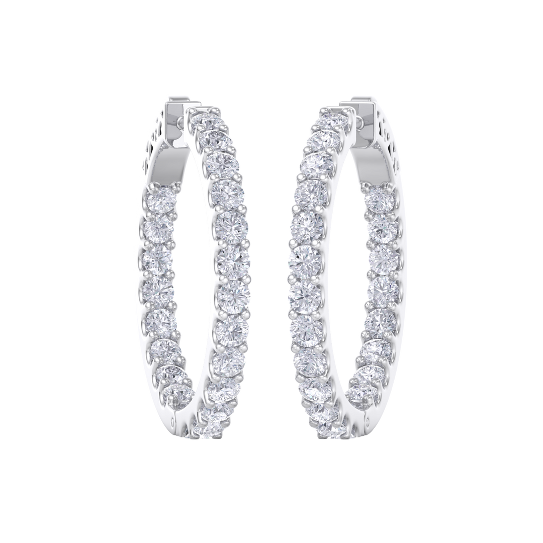 Diamond eternity hoop earrings in white gold with white diamonds of 4.00 ct in weight
