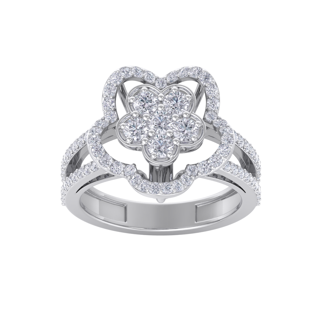 Elegant Diamond ring in rose gold with white diamonds of 0.89 ct in weight