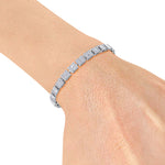 Load image into Gallery viewer, Baguette tennis bracelet in white gold with white diamonds of 3.50 ct in weight