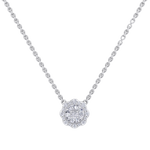 Load image into Gallery viewer, Flower shaped necklace in yellow gold with white diamonds of 0.39 ct in weight