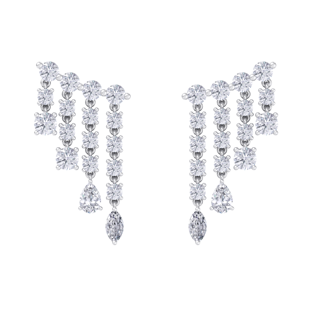 Climber dangle earrings in rose gold with white diamonds of 3.01 ct in weight
