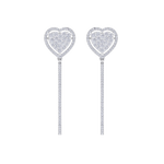 Load image into Gallery viewer, Dangle hoop earrings with hearts in yellow gold with white diamonds of 1.42 ct in weight