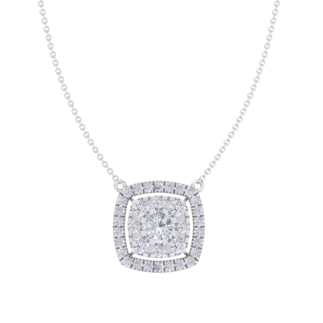 Classic square necklace in white gold with white diamonds of 2.78 ct in weight