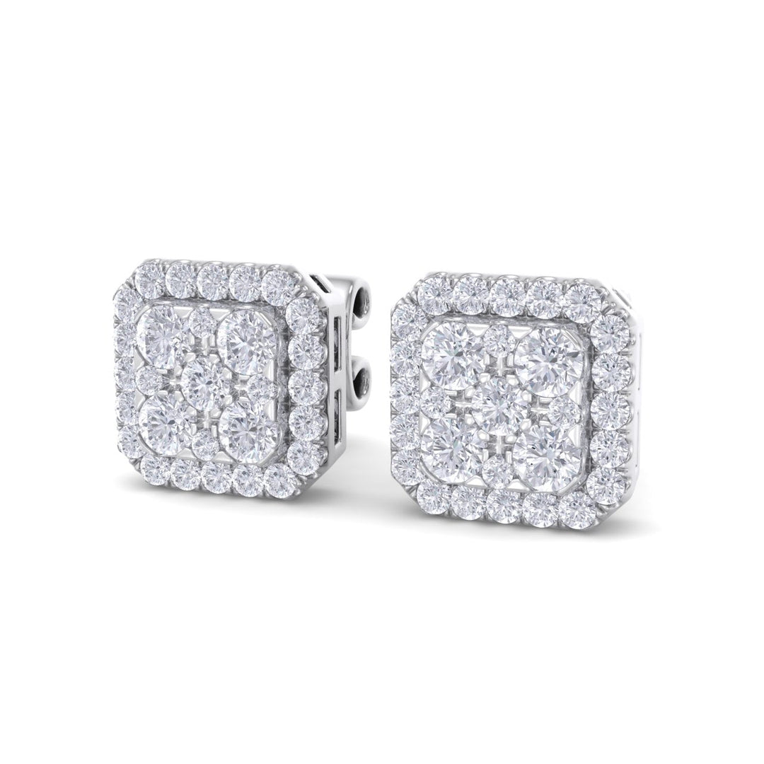 Classic Square stud earrings in rose gold with white diamonds of 0.51 ct in weight