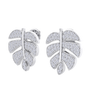 Load image into Gallery viewer, Leaf shaped earrings in yellow gold with white diamonds of 0.65 ct in weight