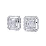 Load image into Gallery viewer, Square earrings in yellow gold with baguette white diamonds of 0.78 ct in weight