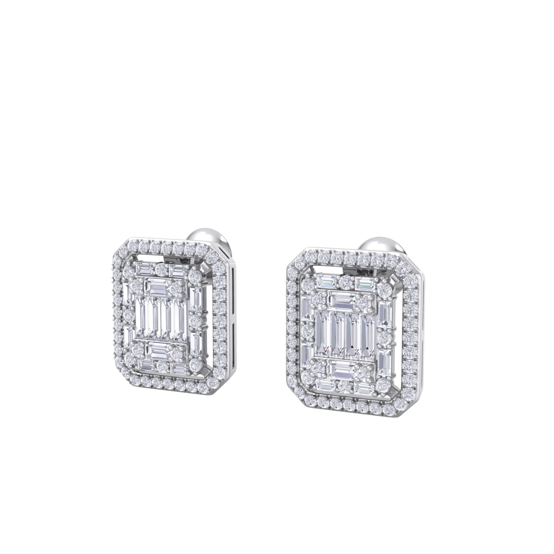 Beautiful Stud Earrings in white gold with white diamonds of 1.78 in weight