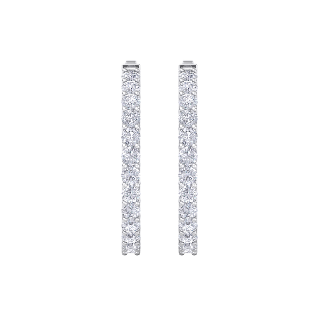 Diamond eternity hoop earrings in rose gold with white diamonds of 4.82 ct in weight