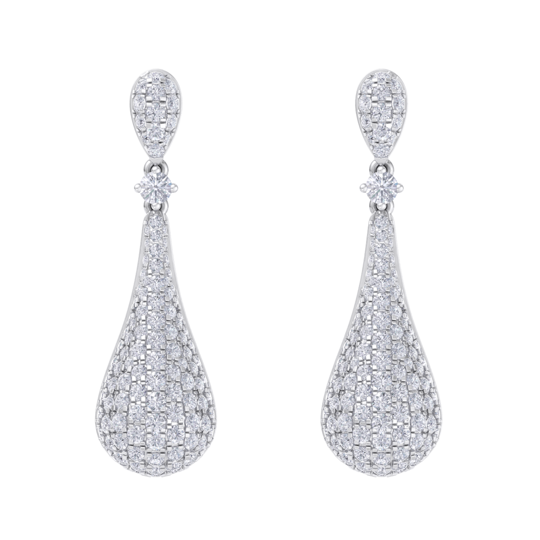 Diamond chandelier earrings in rose gold with white diamonds of 1.73 ct in weight