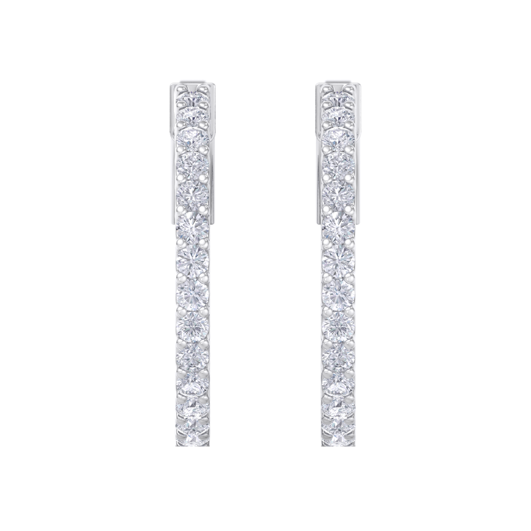 Diamond eternity hoop earrings in yellow gold with white diamonds of 1.50 ct in weight