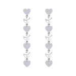 Load image into Gallery viewer, Dangle earrings with gold hearts in white gold with white diamonds of 1.01 ct in weight