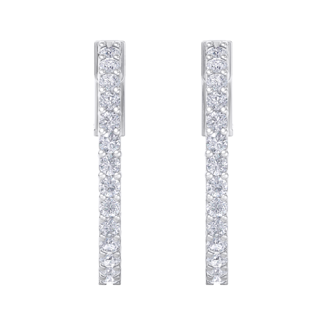 Diamond eternity hoop earrings in yellow gold with white diamonds of 1.00 ct in weight