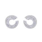 Load image into Gallery viewer, Baguette diamond circle studs in rose gold with white diamonds of 5.85 ct in weight