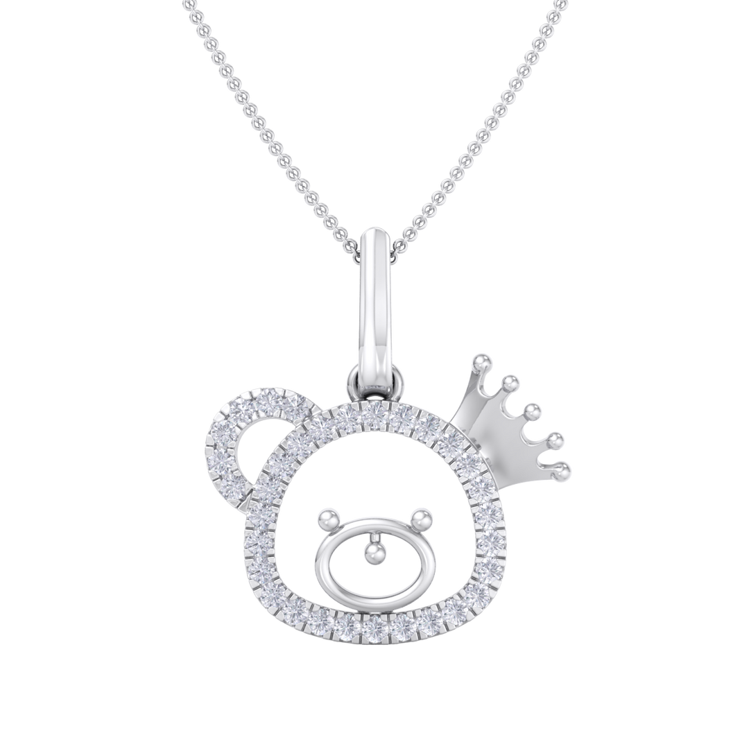 Cute Pendant in white gold with white diamonds of 0.58 ct in weight