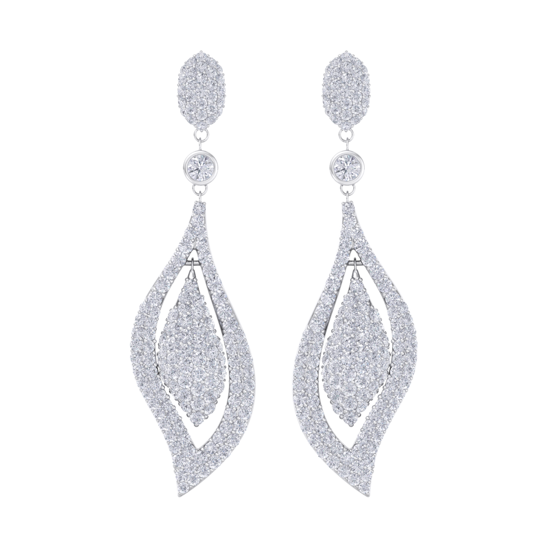 Teardrop earrings in rose gold with white diamonds of 1.08 ct in weight