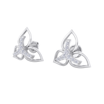 Load image into Gallery viewer, Flower shaped stud earrings in white gold with white diamonds of 0.24 ct in weight