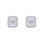 Load image into Gallery viewer, Square stud earrings in rose gold with white diamonds of 0.40 ct in weight