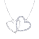 Load image into Gallery viewer, Cute hearts necklace in white gold with white diamonds of 0.61 ct in weight