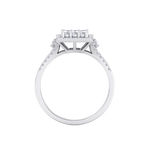 Load image into Gallery viewer, Square cluster engagement diamond ring in white gold with white diamonds of 0.61 ct in weight