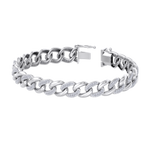 Load image into Gallery viewer, Diamond curb chain link bracelet in yellow gold with white diamonds of 1.82 ct in weight