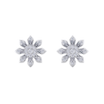 Load image into Gallery viewer, Small flower stud earrings in rose gold with white diamonds of 0.59 ct in weight