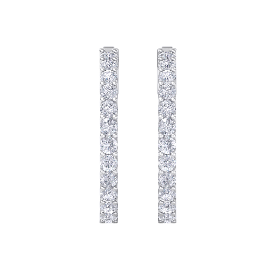 Diamond eternity hoop earrings in white gold with white diamonds of 4.00 ct in weight