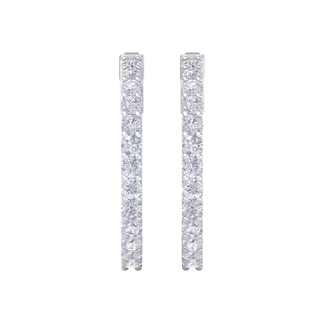 Diamond eternity hoop earrings in white gold with white diamonds of 2.92 ct in weight