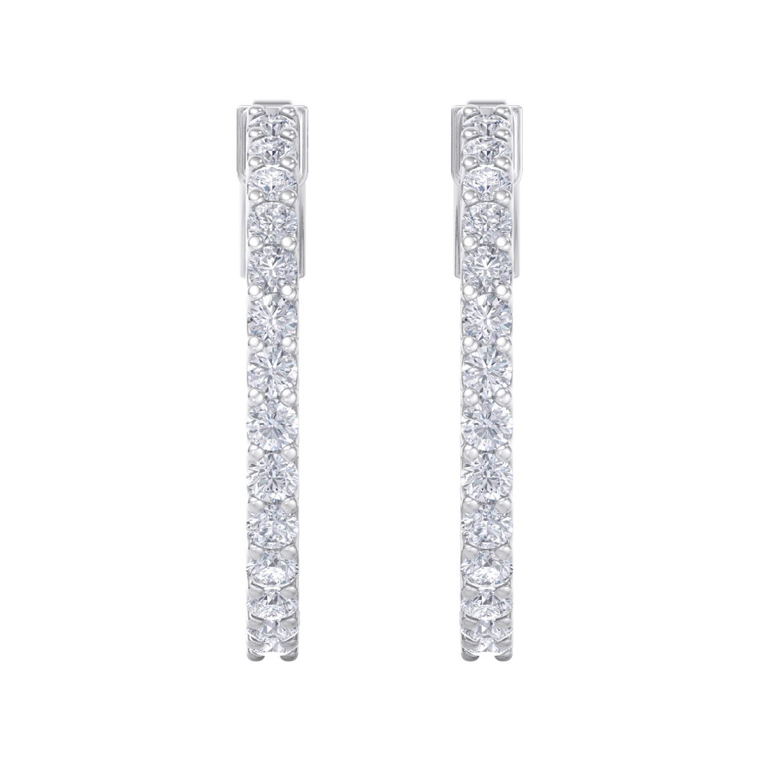 Diamond eternity hoop earrings in yellow gold with white diamonds of 2.00 ct in weight