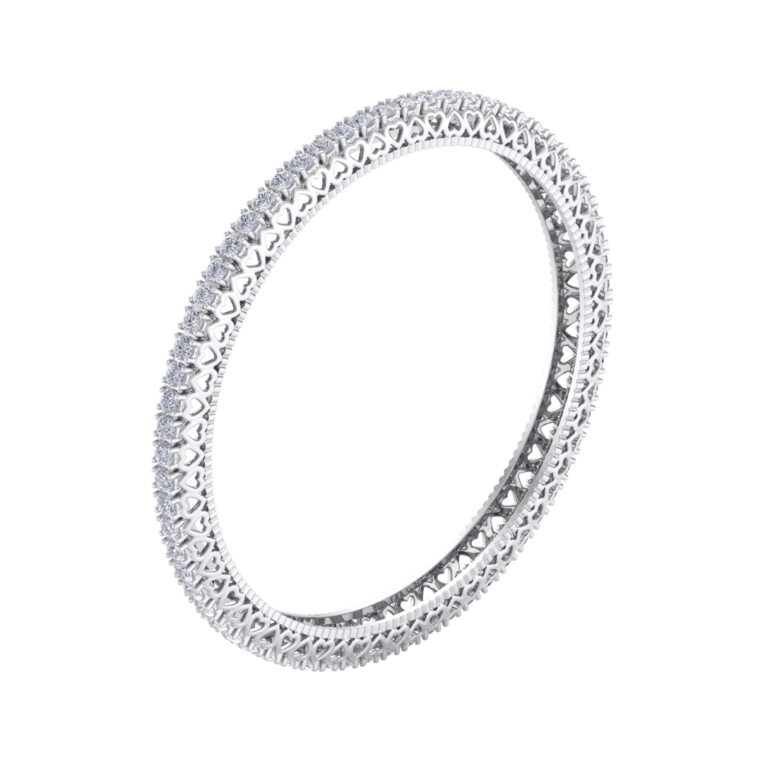 Classic diamond bangle with hearts in rose gold with white diamonds of 13.60 ct in weight
