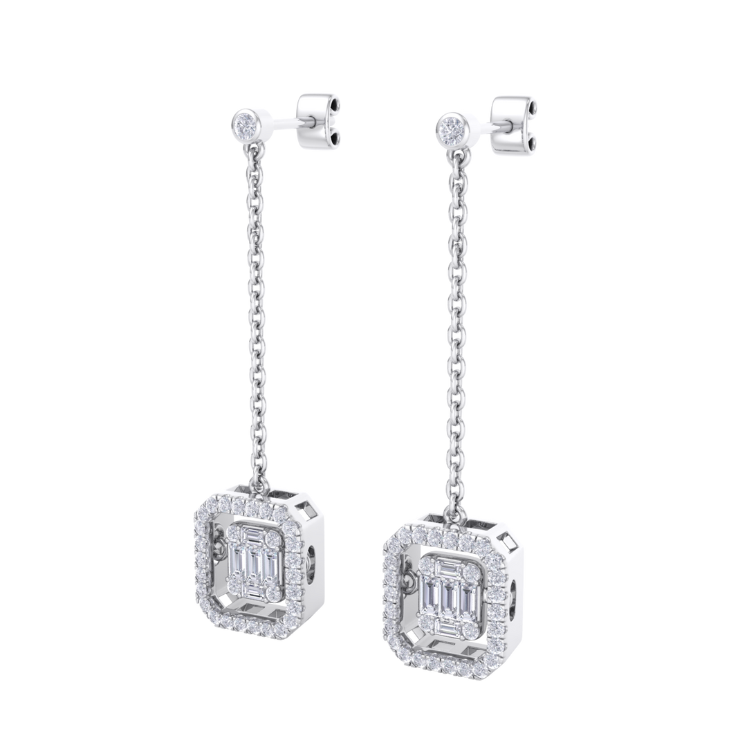 Diamond drop earrings in white gold with white diamonds of 0.69 ct in weight