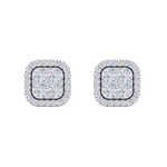 Load image into Gallery viewer, Square cluster stud earrings in white gold with white diamonds of 1.00 ct in weight